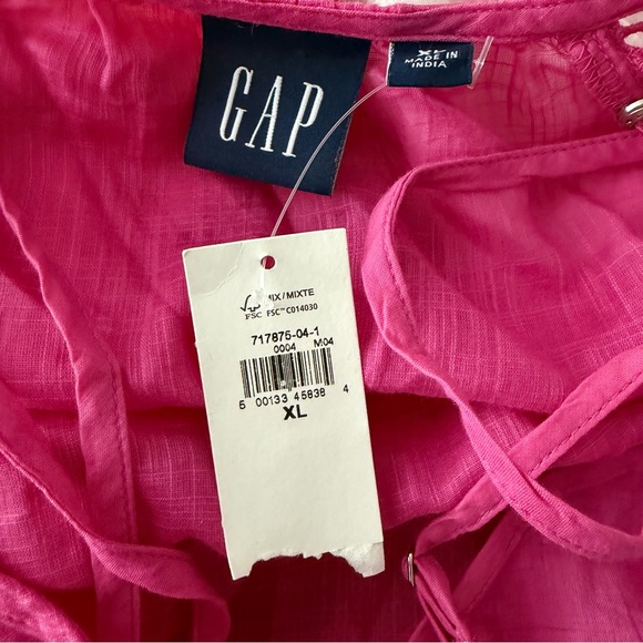 GAP Women’s Standout Pink Button-Down Lace Trim Midi Dress Size XL NWT - Picture 6 of 6